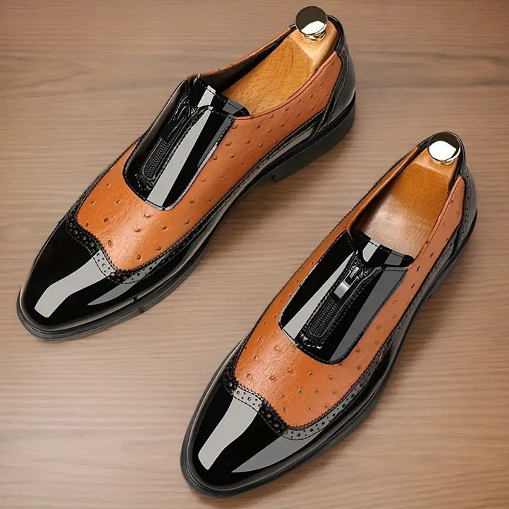 Simão | Sapatos Oxford de Couro Homem Bico Fino Fecho Lateral