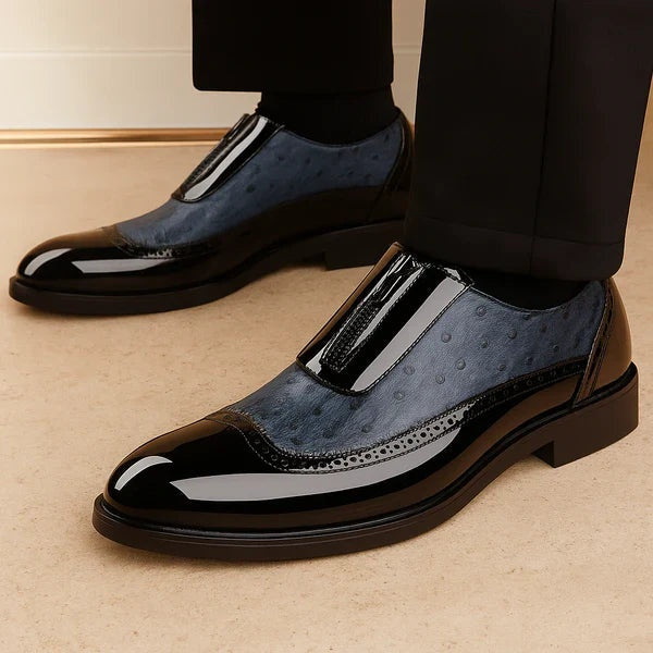 Simão | Sapatos Oxford de Couro Homem Bico Fino Fecho Lateral