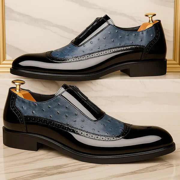 Simão | Sapatos Oxford de Couro Homem Bico Fino Fecho Lateral