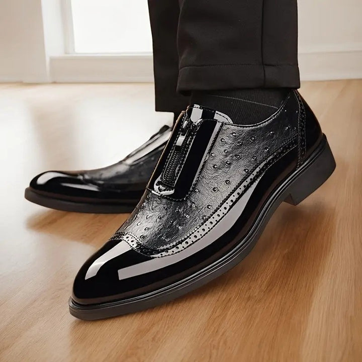Simão | Sapatos Oxford de Couro Homem Bico Fino Fecho Lateral