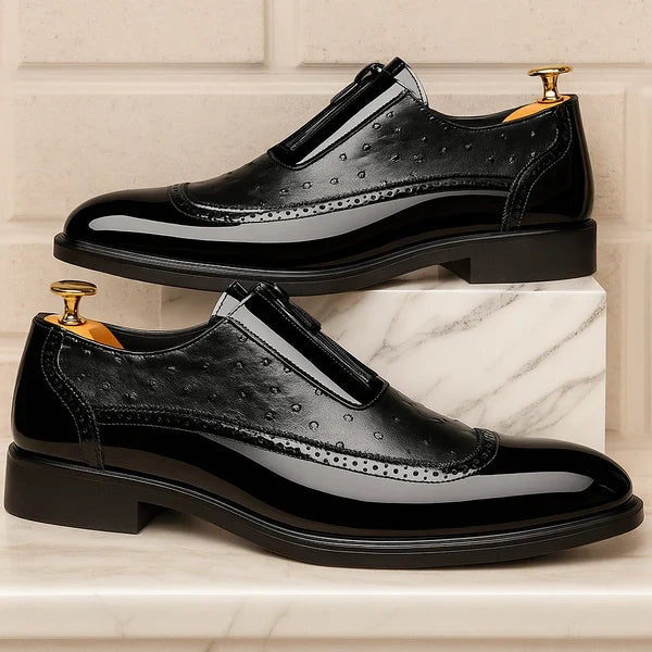 Simão | Sapatos Oxford de Couro Homem Bico Fino Fecho Lateral