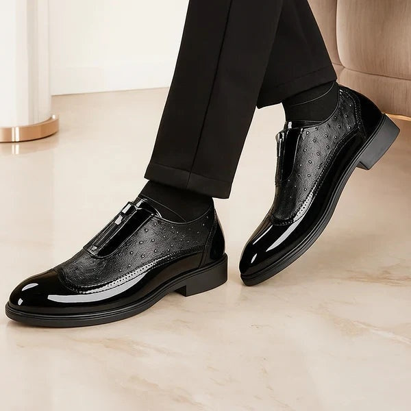Simão | Sapatos Oxford de Couro Homem Bico Fino Fecho Lateral