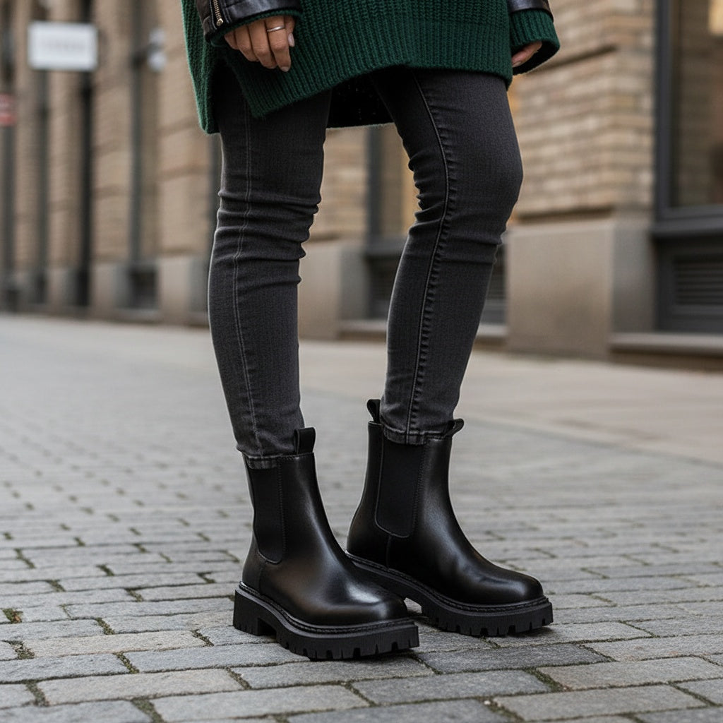 Sofia | Chelsea Boots Mulher Sola Grossa Biqueira Redonda