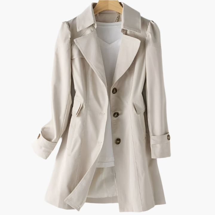 Sofia | Trench Coat Comprido Mulher Botões Gola Clássica