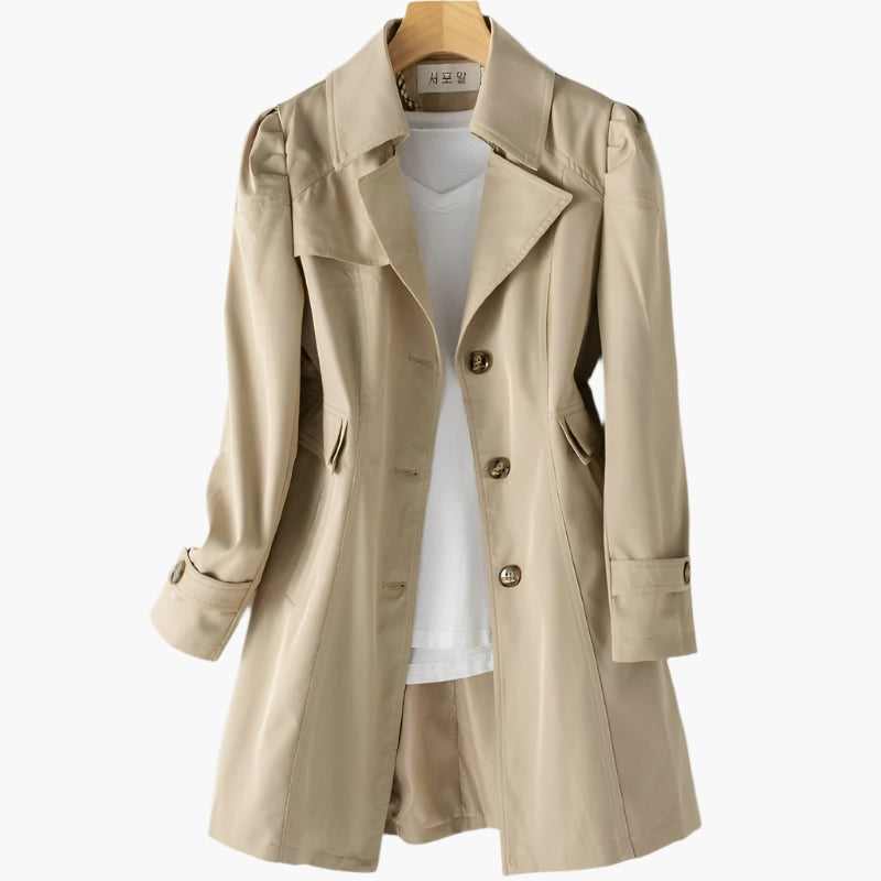 Sofia | Trench Coat Comprido Mulher Botões Gola Clássica