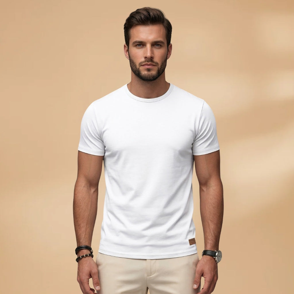 João | T-Shirt Básica Manga Curta Homem Gola Redonda