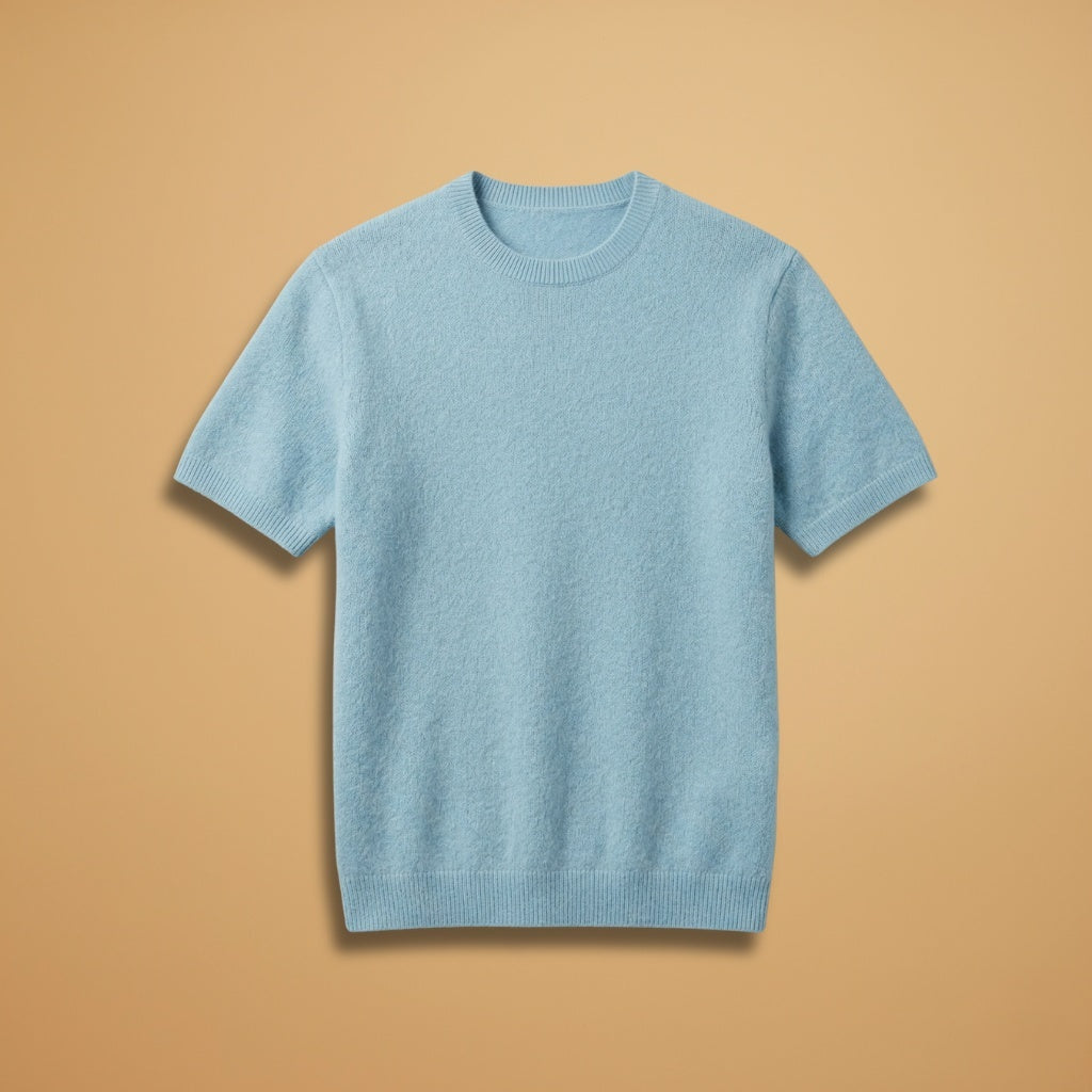 Carlos | T-Shirt de Cashmere Manga Curta Homem Gola Redonda