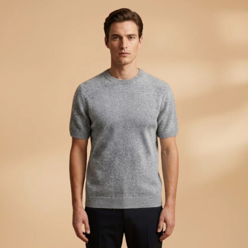 Carlos | T-Shirt de Cashmere Manga Curta Homem Gola Redonda