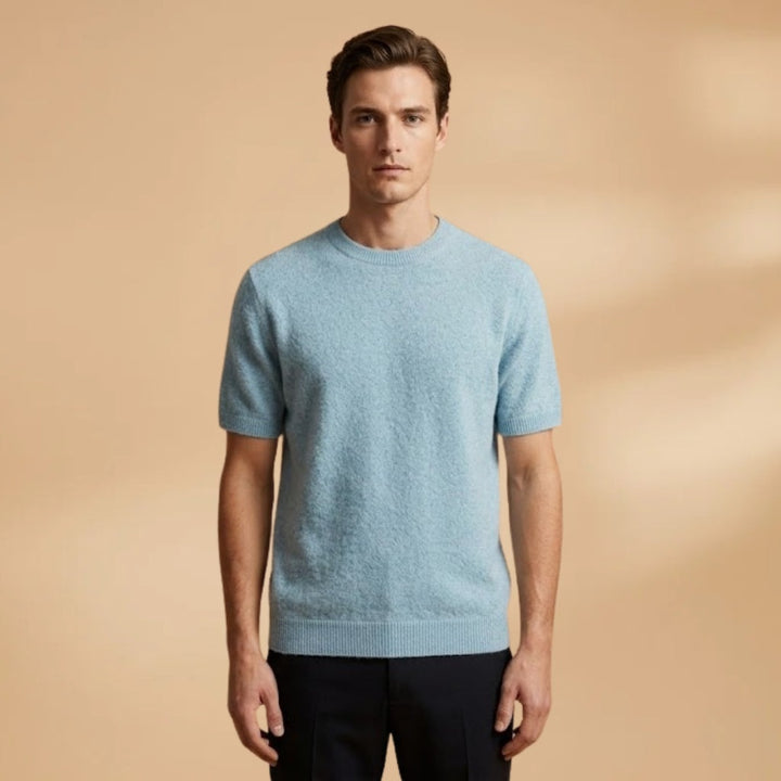 Carlos | T-Shirt de Cashmere Manga Curta Homem Gola Redonda