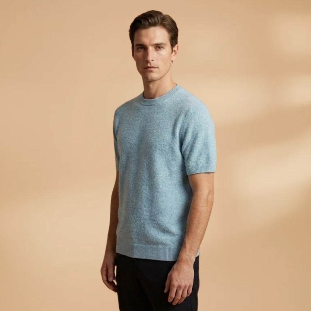 Carlos | T-Shirt de Cashmere Manga Curta Homem Gola Redonda