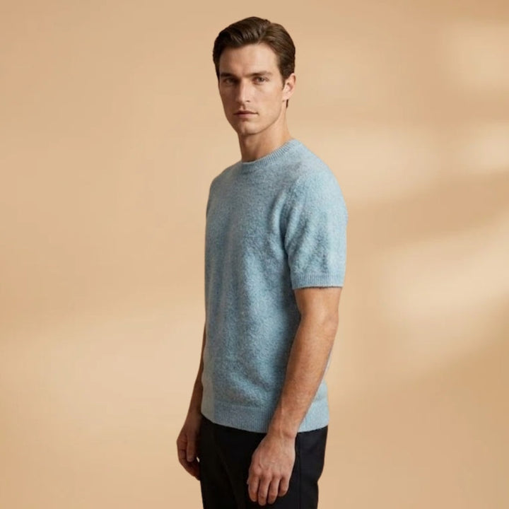 Carlos | T-Shirt de Cashmere Manga Curta Homem Gola Redonda