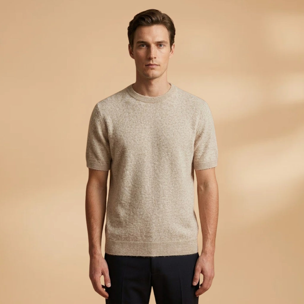 Carlos | T-Shirt de Cashmere Manga Curta Homem Gola Redonda