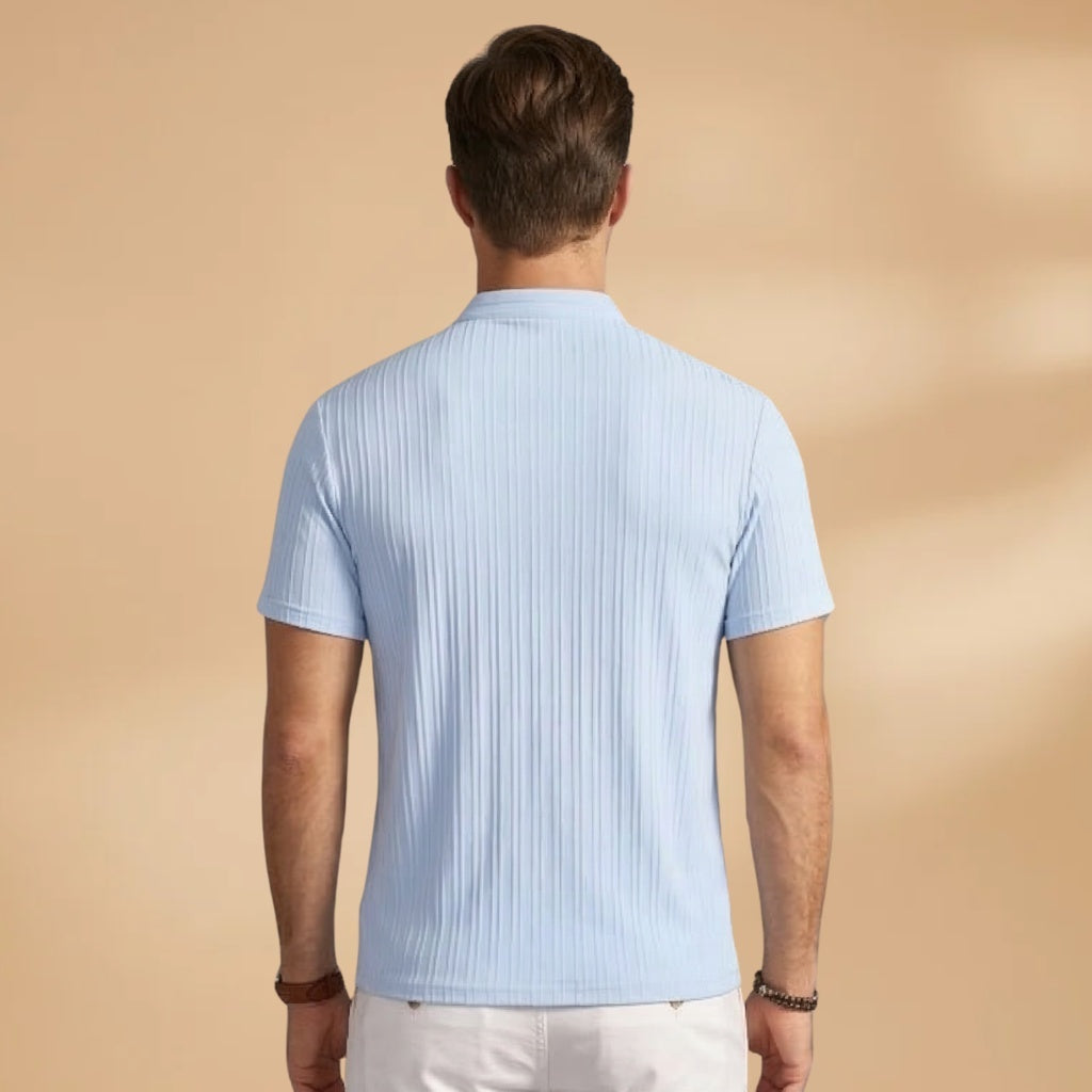 António | T-Shirt Henley Canelada Homem Manga Curta
