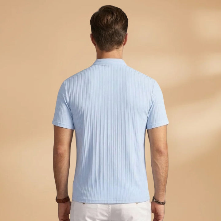 António | T-Shirt Henley Canelada Homem Manga Curta