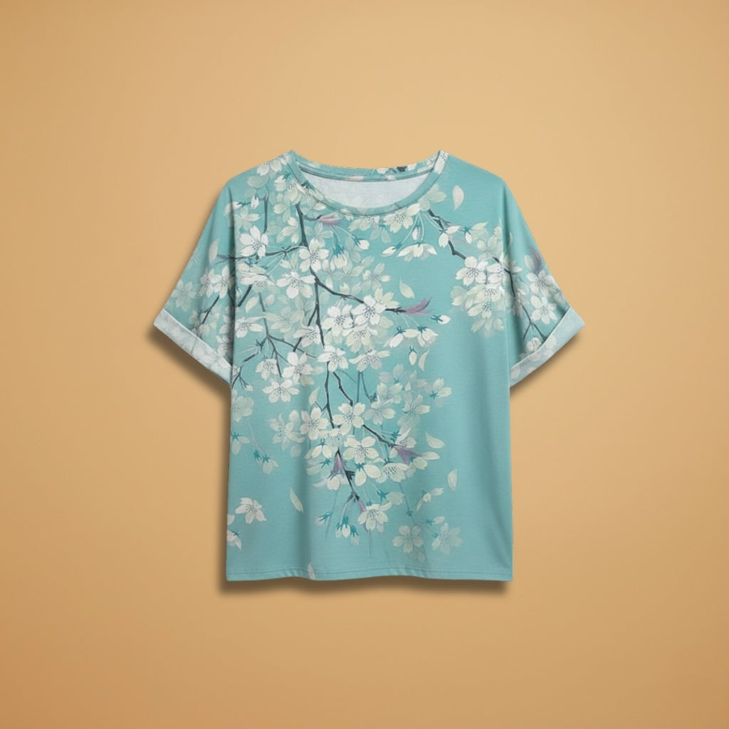 Margarida | T-Shirt Oversized Estampada Mulher Manga Curta
