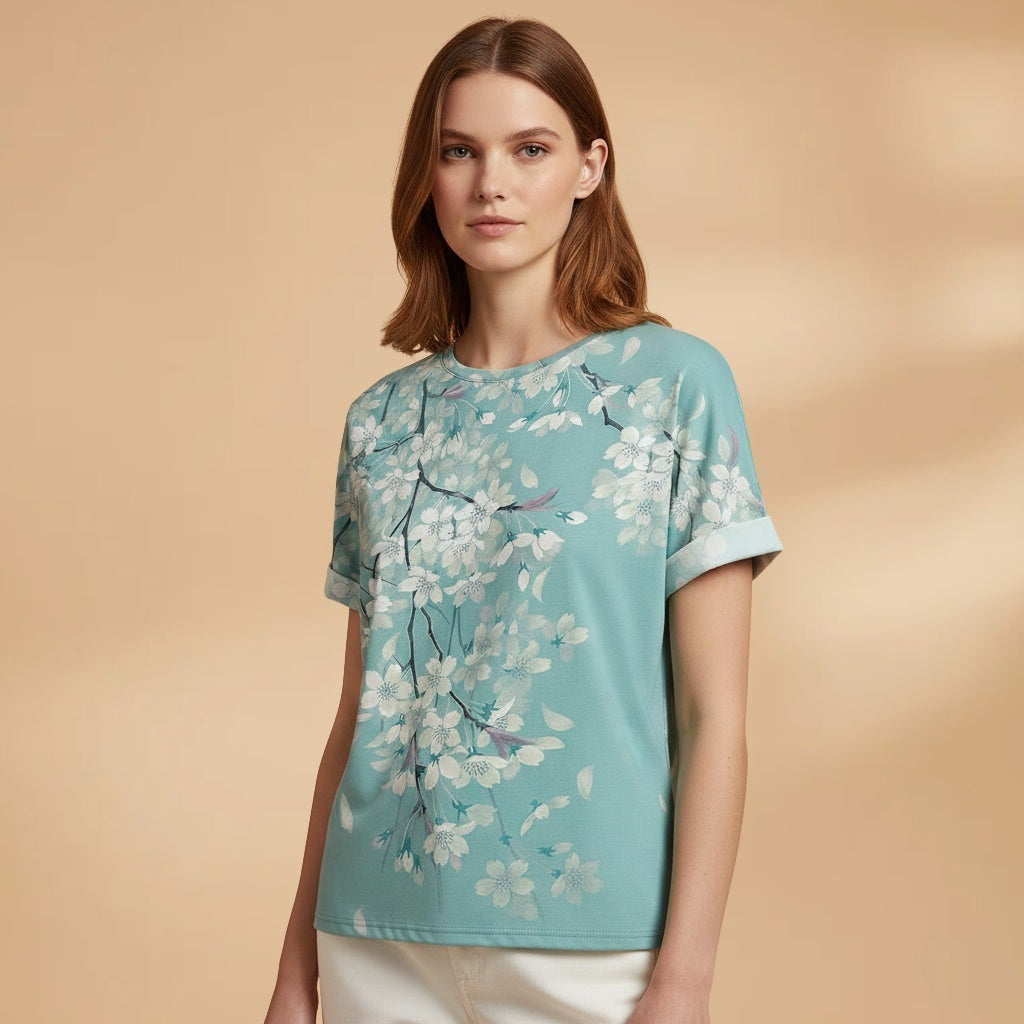 Margarida | T-Shirt Oversized Estampada Mulher Manga Curta