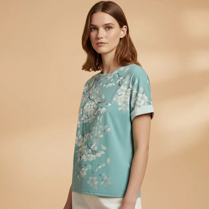 Margarida | T-Shirt Oversized Estampada Mulher Manga Curta