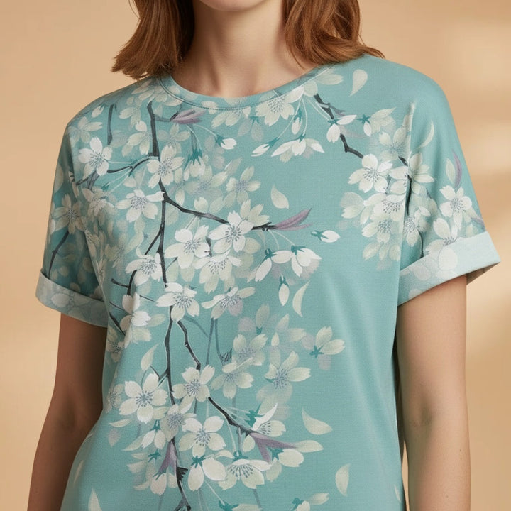 Margarida | T-Shirt Oversized Estampada Mulher Manga Curta