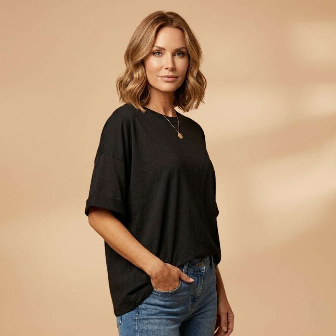 Mónica | T-Shirt Oversized Mulher Decote Redondo