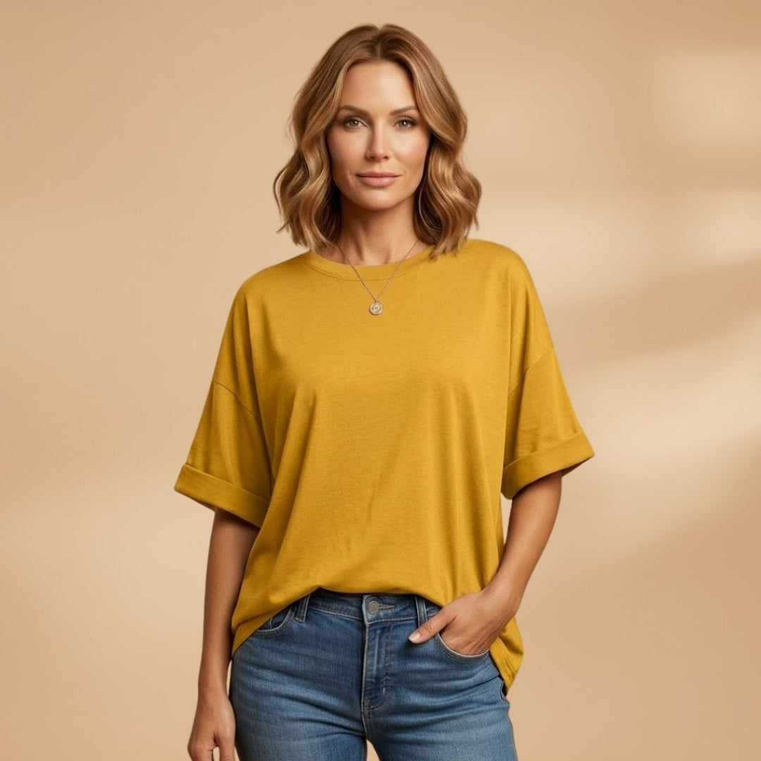 Mónica | T-Shirt Oversized Mulher Decote Redondo