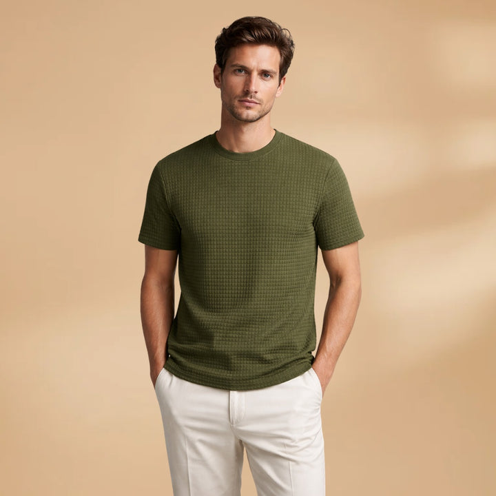 T-Shirt Texturizada Homem Manga Curta Decote Redondo
