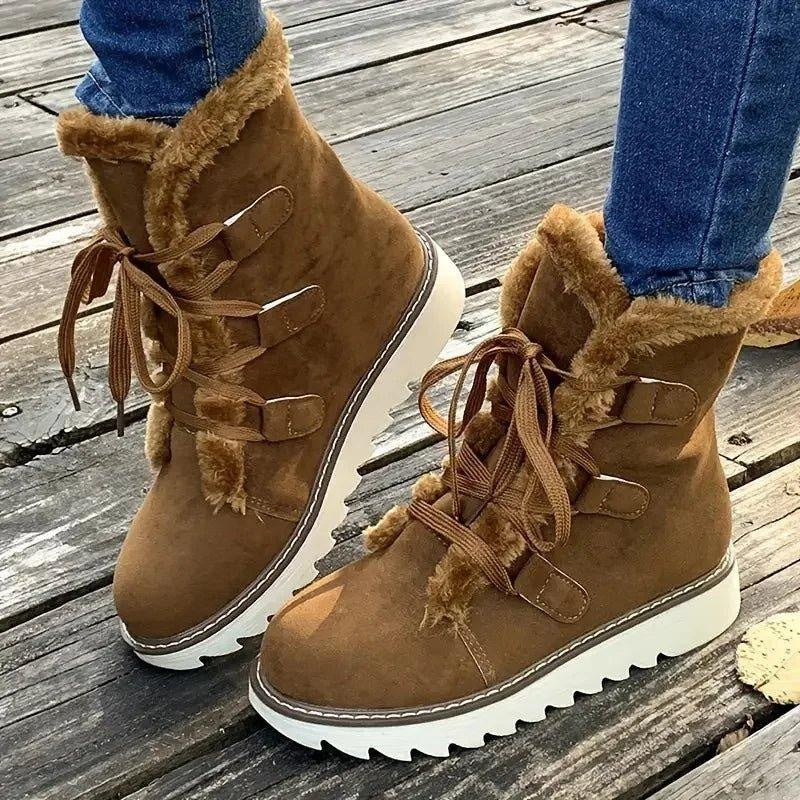 Teresa | Botas de Neve Forradas Mulher Atacadores Forro Peluche