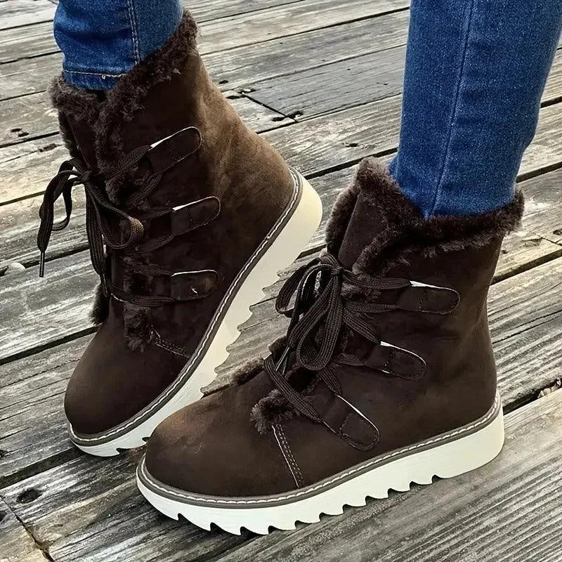 Teresa | Botas de Neve Forradas Mulher Atacadores Forro Peluche