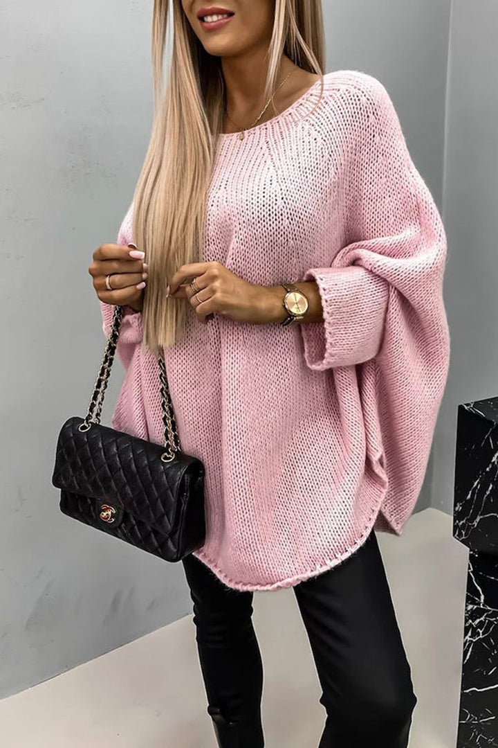 Teresa | Camisola de Malha Oversize Mulher Mangas Morcego Gola Redonda