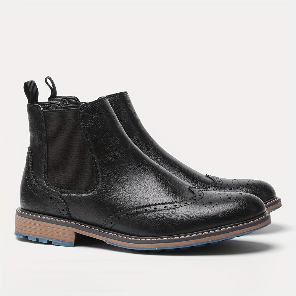 Tiago | Chelsea Boots Homem Brogue Elástico Lateral