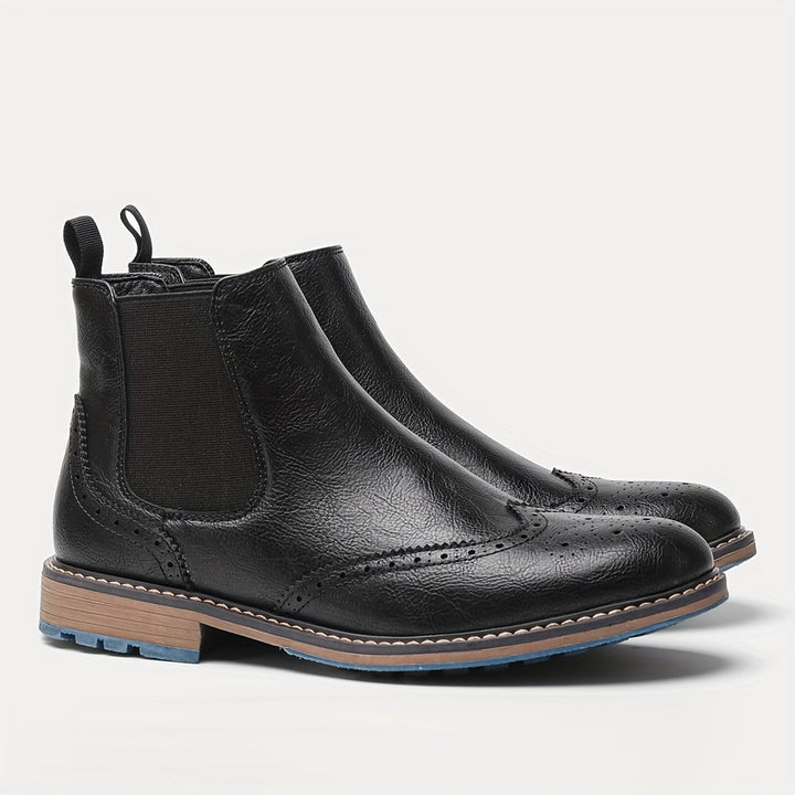 Tiago | Chelsea Boots Homem Brogue Elástico Lateral
