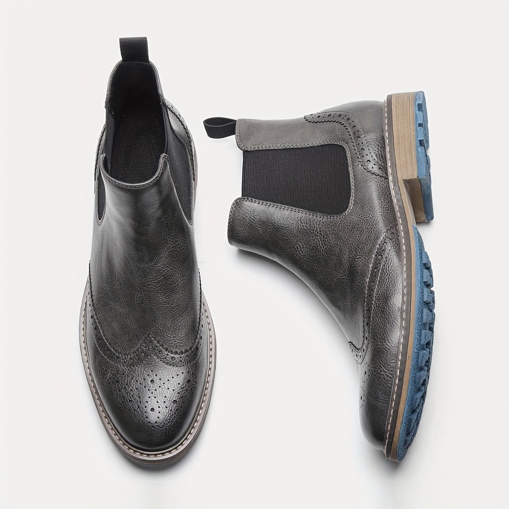 Tiago | Chelsea Boots Homem Brogue Elástico Lateral