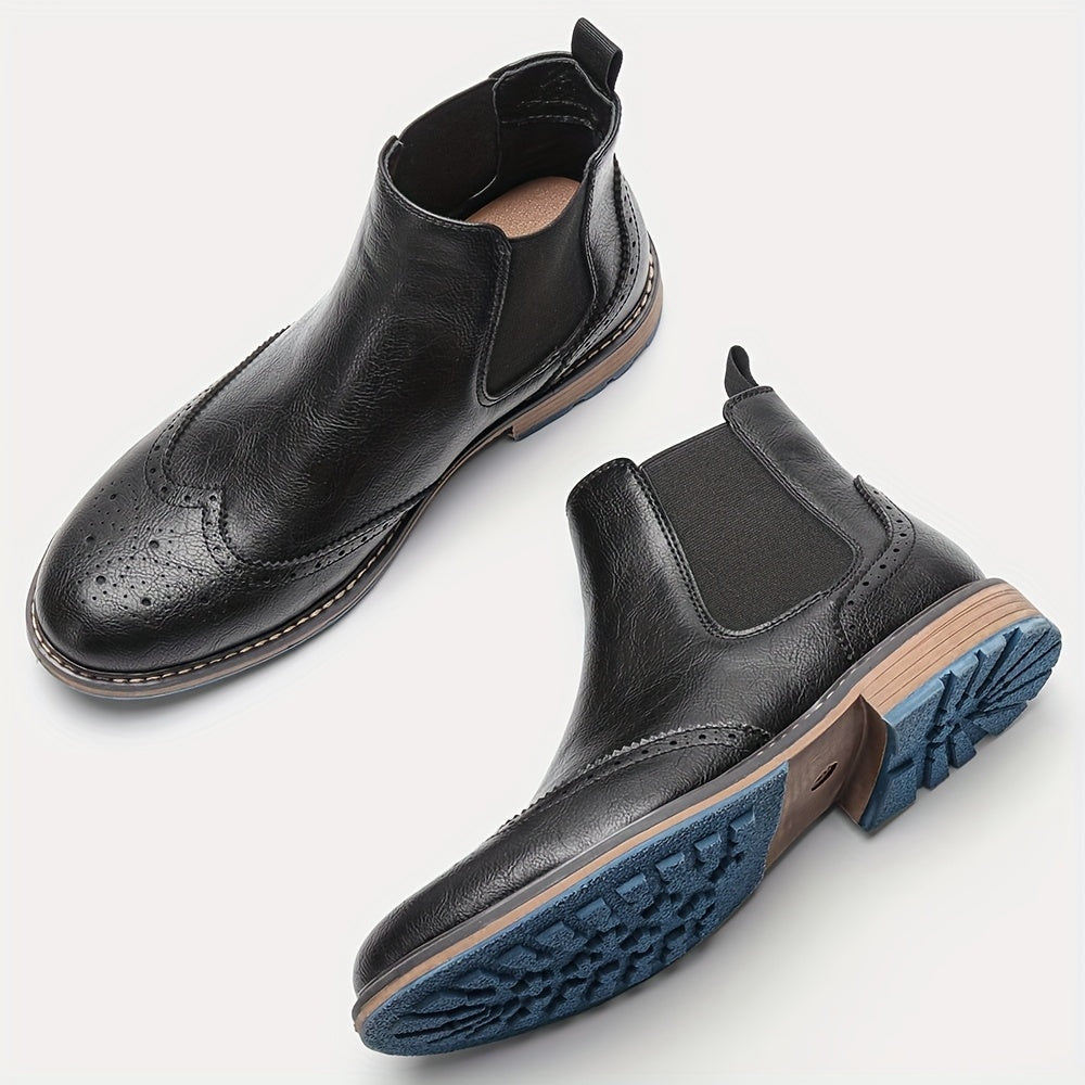 Tiago | Chelsea Boots Homem Brogue Elástico Lateral