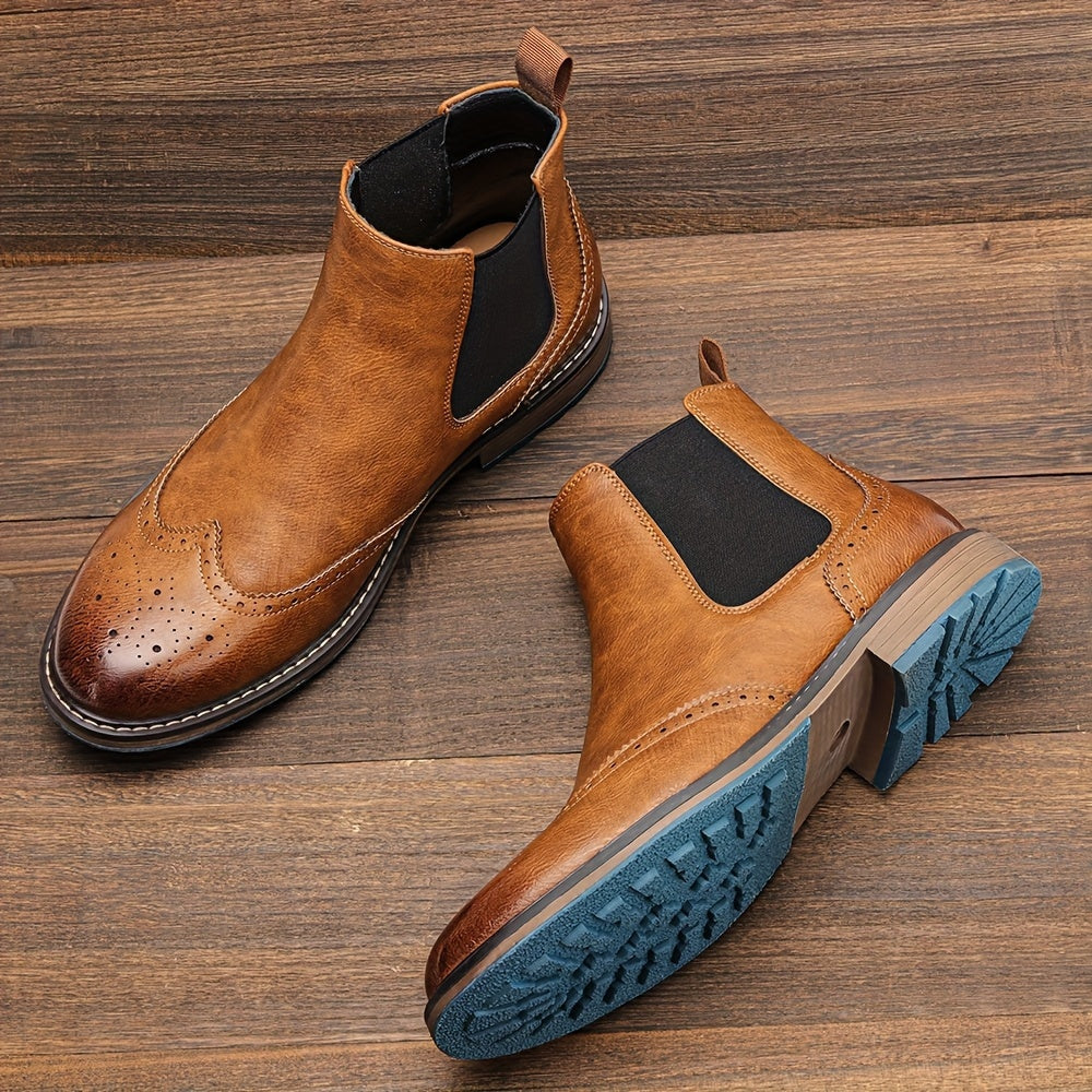 Tiago | Chelsea Boots Homem Brogue Elástico Lateral