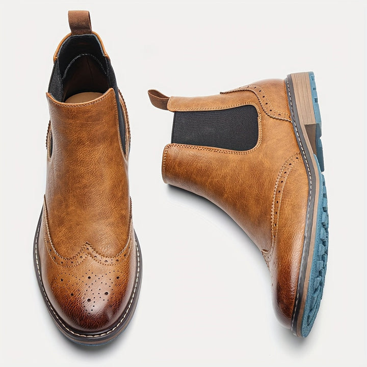 Tiago | Chelsea Boots Homem Brogue Elástico Lateral
