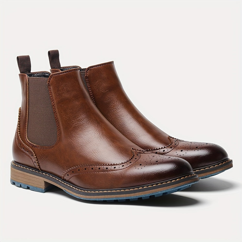 Tiago | Chelsea Boots Homem Brogue Elástico Lateral