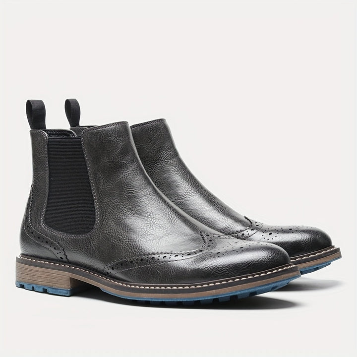 Tiago | Chelsea Boots Homem Brogue Elástico Lateral