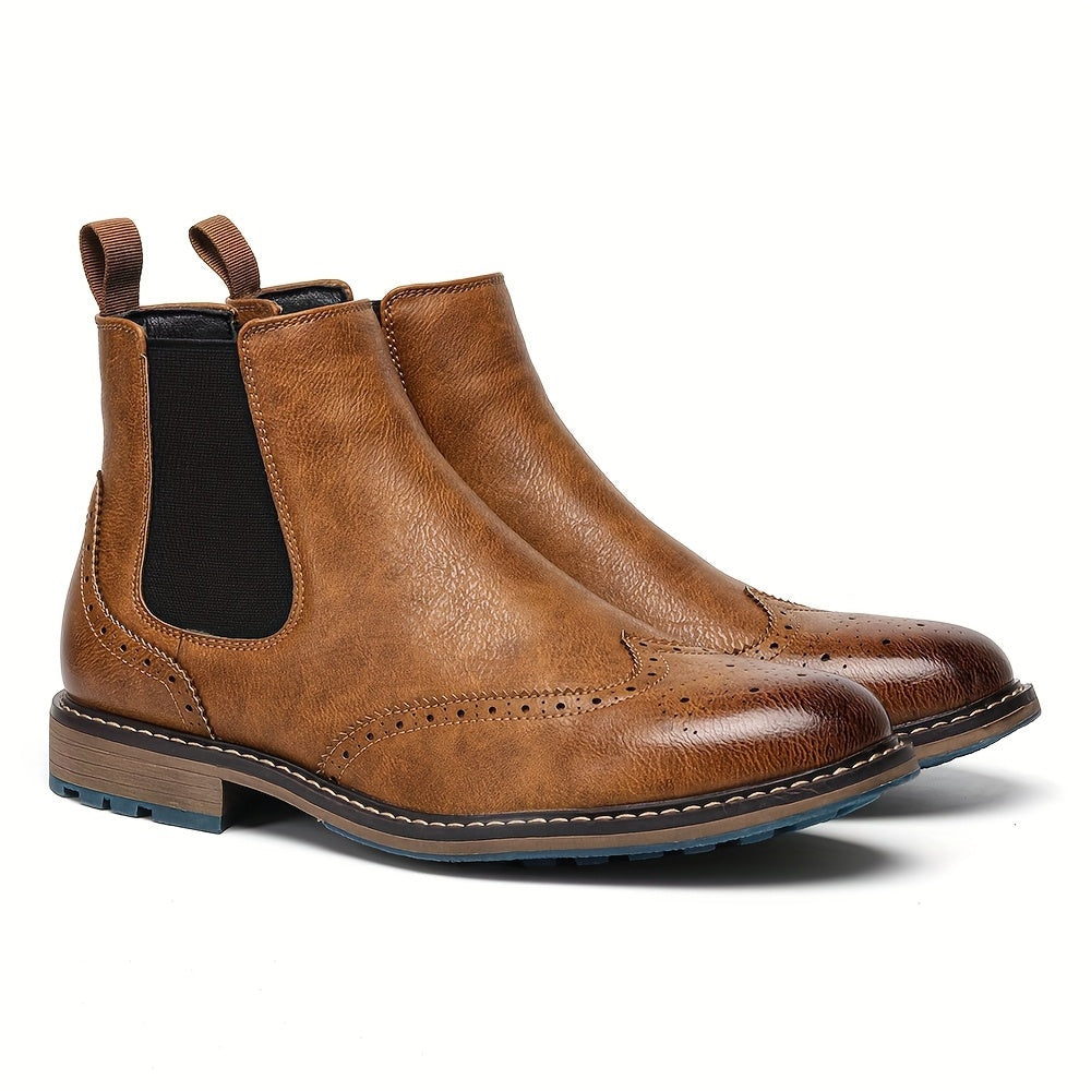 Tiago | Chelsea Boots Homem Brogue Elástico Lateral