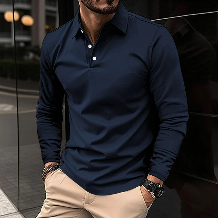 Tiago | Polo Manga Longa Homem Colarinho Clássico