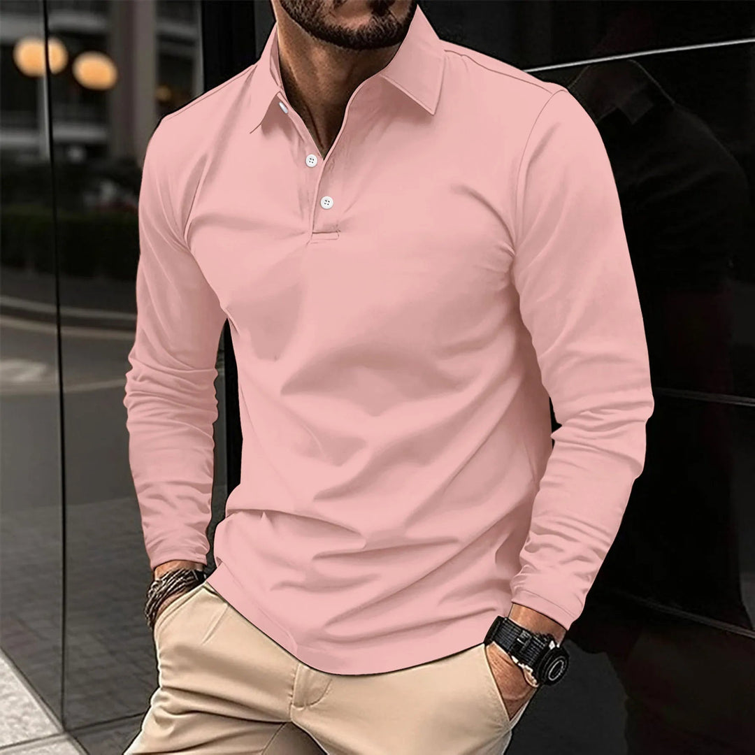 Tiago | Polo Manga Longa Homem Colarinho Clássico