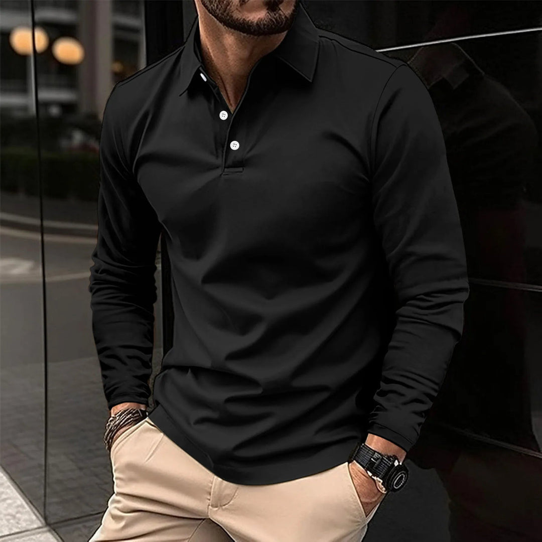 Tiago | Polo Manga Longa Homem Colarinho Clássico