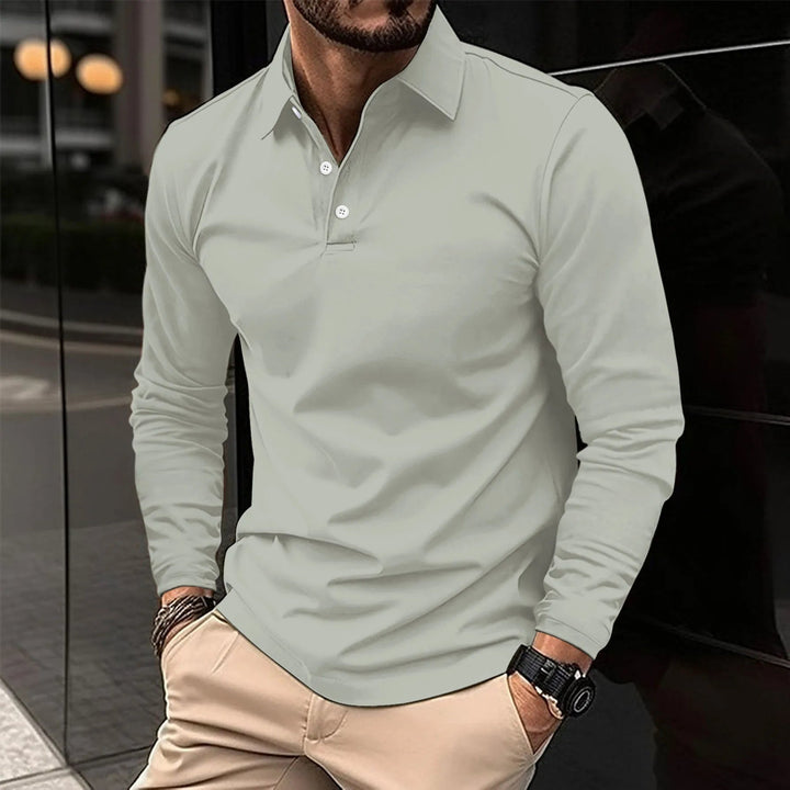 Tiago | Polo Manga Longa Homem Colarinho Clássico