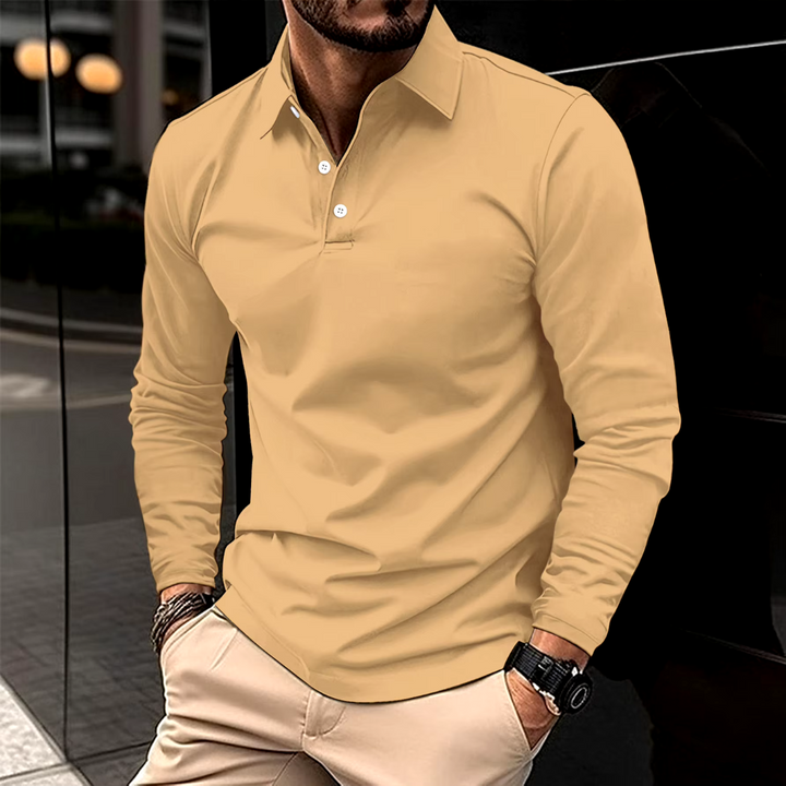 Tiago | Polo Manga Longa Homem Colarinho Clássico