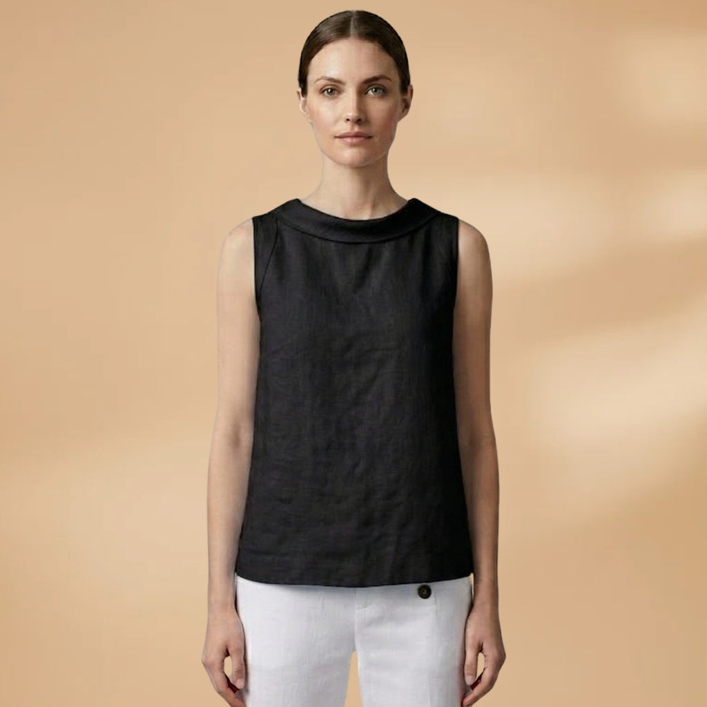 Sandra | Top Gola Rolada Sem Mangas Mulher Textura