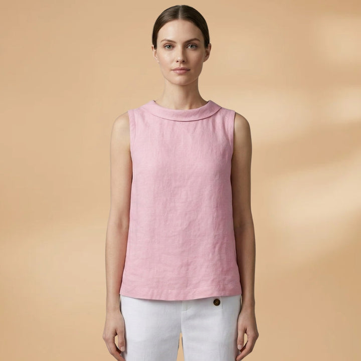 Sandra | Top Gola Rolada Sem Mangas Mulher Textura