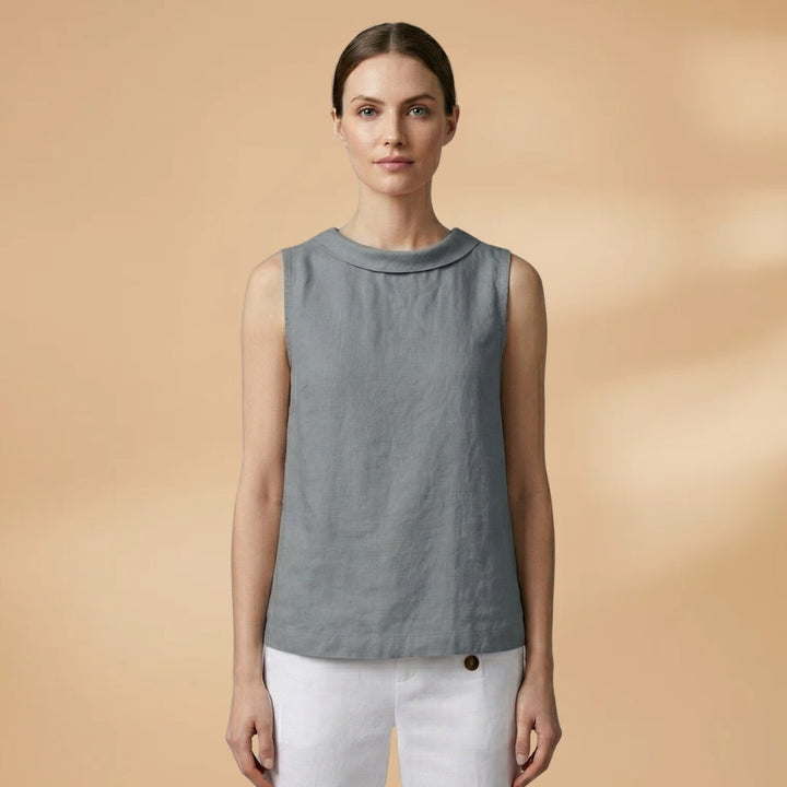 Sandra | Top Gola Rolada Sem Mangas Mulher Textura