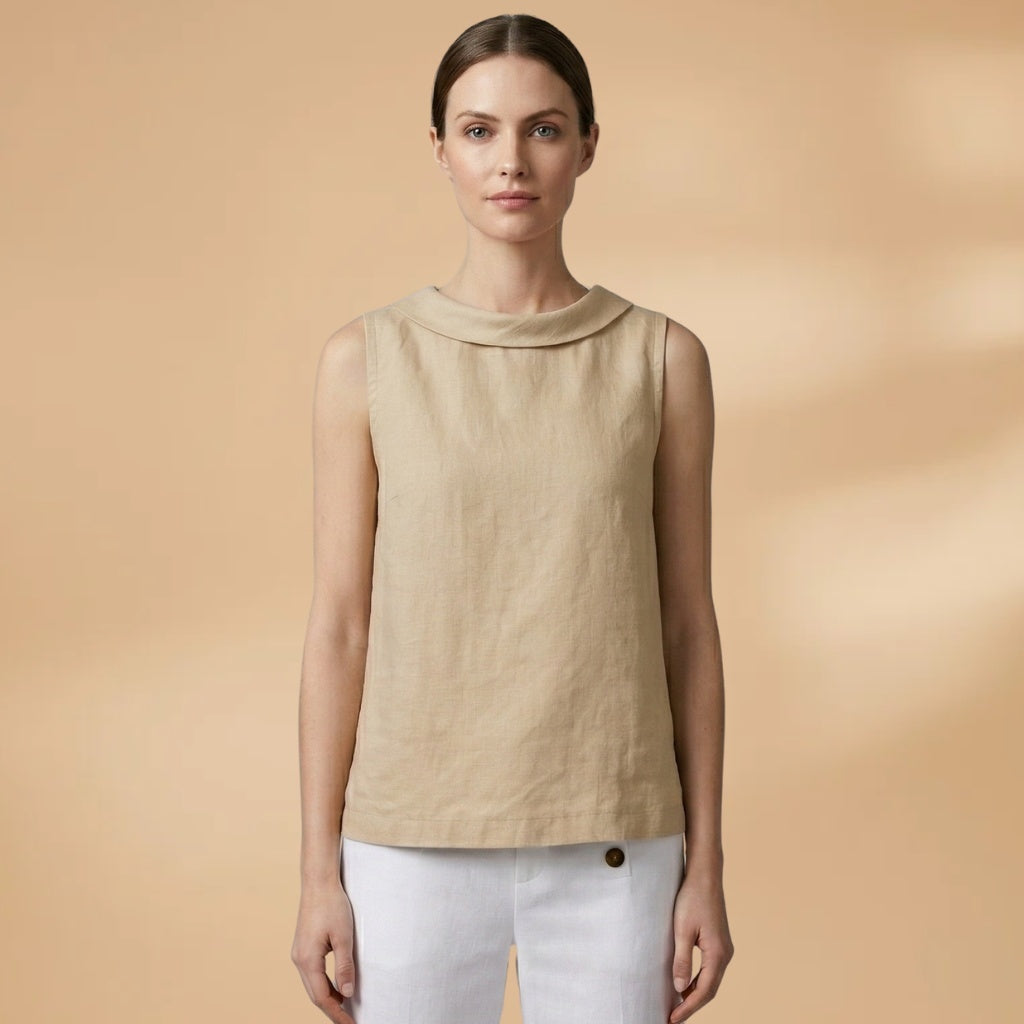Sandra | Top Gola Rolada Sem Mangas Mulher Textura