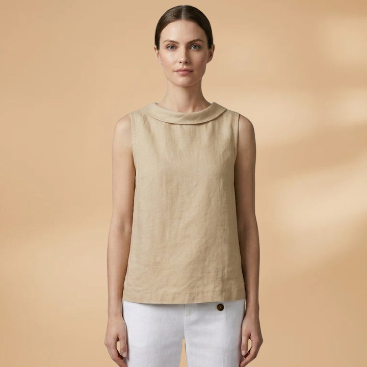 Sandra | Top Gola Rolada Sem Mangas Mulher Textura