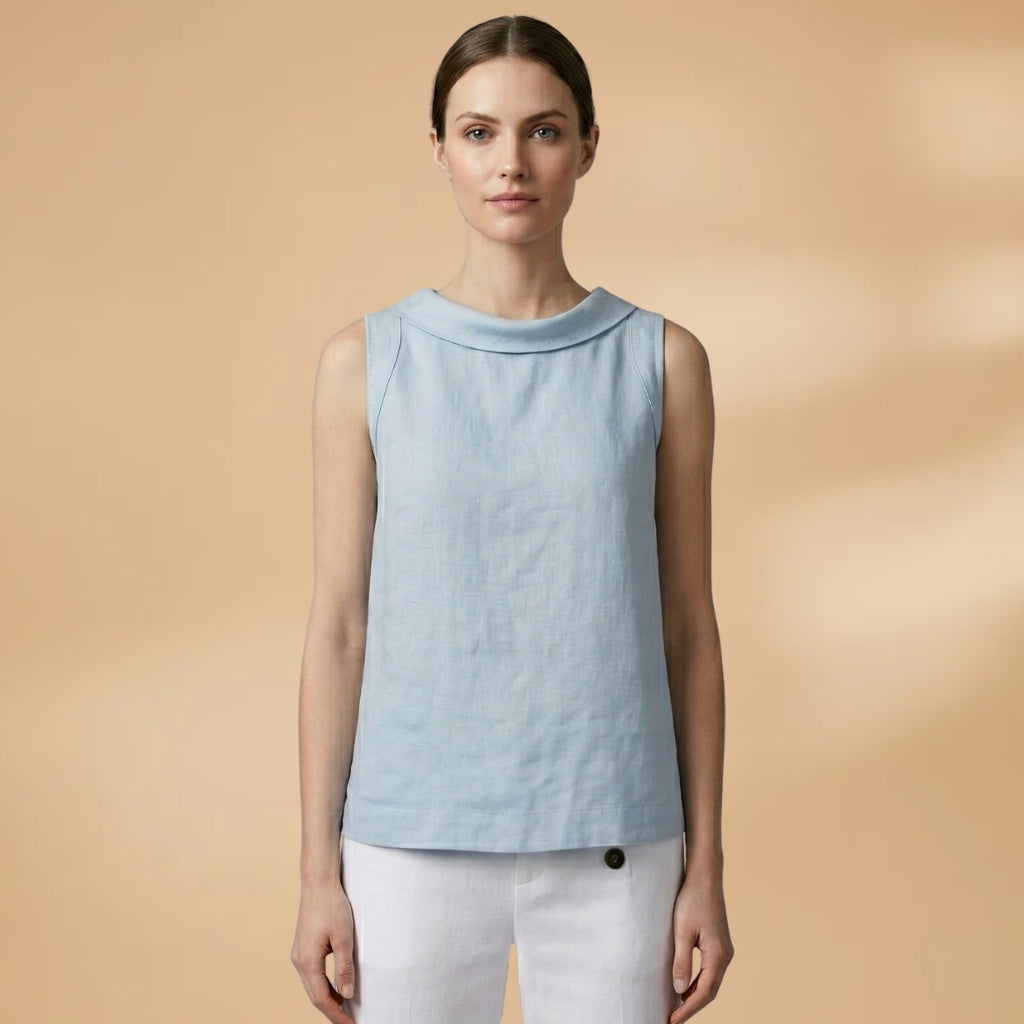 Sandra | Top Gola Rolada Sem Mangas Mulher Textura