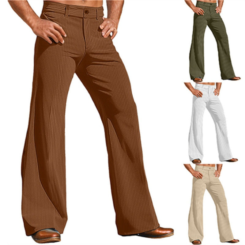 Vasco | Calças Wide Leg Homem Cintura Alta Padrão Riscas