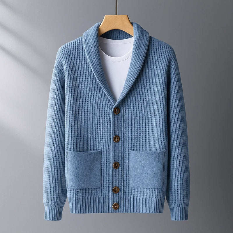 Vasco | Cardigã de Cashmere Homem Gola Xale com Bolsos